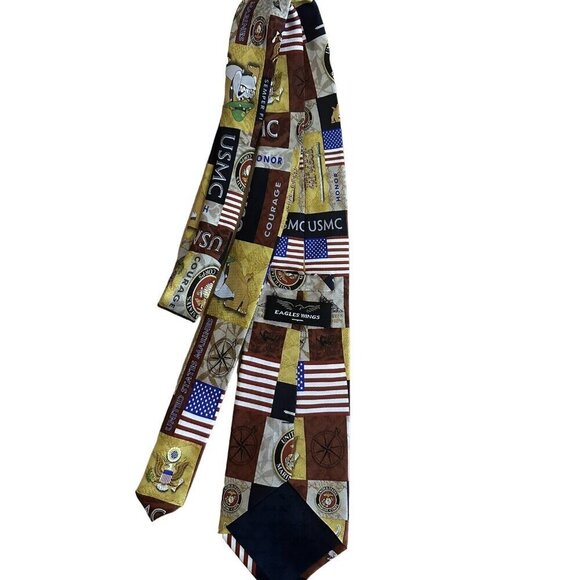 Eagle Wings Tie US Marines Corps USMC Dog Flag Military Logo Silk Necktie - Picture 4 of 8
